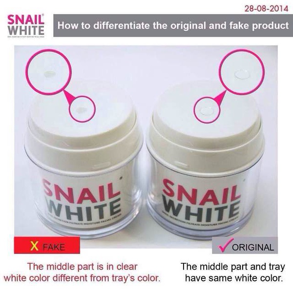 泰国snail white蜗牛霜2014年最新辨别真假的方法，有图有真相。